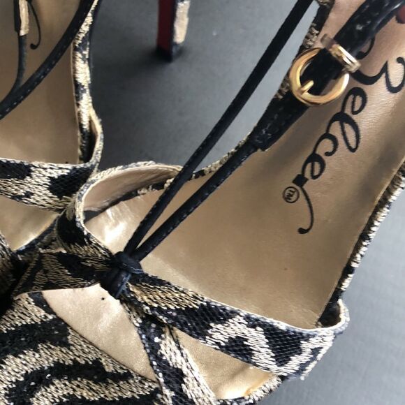 Sergio Zelcer Gorgeous Brazilian Designer Sequin Animal Print Heels - Picture 11 of 12